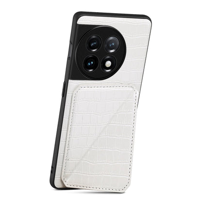 Pour étui de téléphone arrière en cuir imitation crocodile Denior pour OnePlus Ace 2 Pro 5G avec support (blanc)