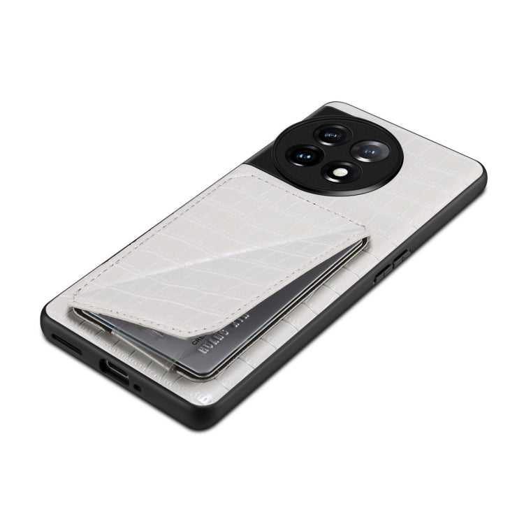 Pour étui de téléphone arrière en cuir imitation crocodile Denior pour OnePlus Ace 2 Pro 5G avec support (blanc)