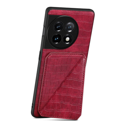 For OnePlus Ace 2V / Nord 3 5G Denior Imitation Crocodile Leather Back Phone Case with Holder(Rose Red)