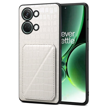 For OnePlus Ace 2V / Nord 3 5G Denior Imitation Crocodile Leather Back Phone Case with Holder(White)