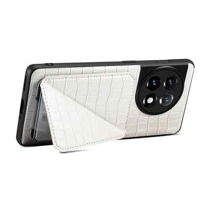 For OnePlus Ace 2V / Nord 3 5G Denior Imitation Crocodile Leather Back Phone Case with Holder(White)