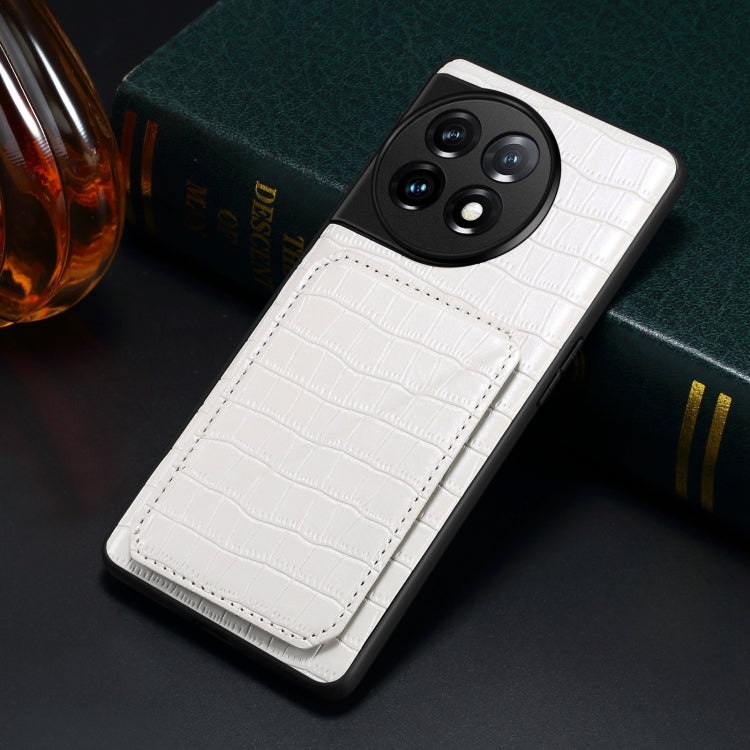 For OnePlus Ace 2V / Nord 3 5G Denior Imitation Crocodile Leather Back Phone Case with Holder(White)