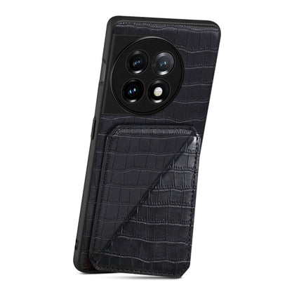 For OPPO K11x 5G / OnePlus Nord CE3 Lite Denior Imitation Crocodile Leather Back Phone Case with Holder(Black)