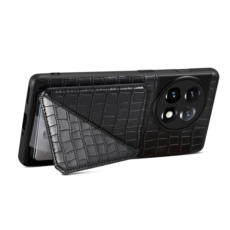 For OPPO K11x 5G / OnePlus Nord CE3 Lite Denior Imitation Crocodile Leather Back Phone Case with Holder(Black)
