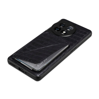 For OPPO K11x 5G / OnePlus Nord CE3 Lite Denior Imitation Crocodile Leather Back Phone Case with Holder(Black)