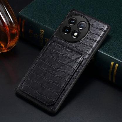 For OPPO K11x 5G / OnePlus Nord CE3 Lite Denior Imitation Crocodile Leather Back Phone Case with Holder(Black)