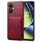 Pour OPPO K11x 5G / OnePlus Nord CE3 Lite Denior Coque Arrière de Téléphone en Faux Cuir de Crocodile avec Support (Rose Rouge)
