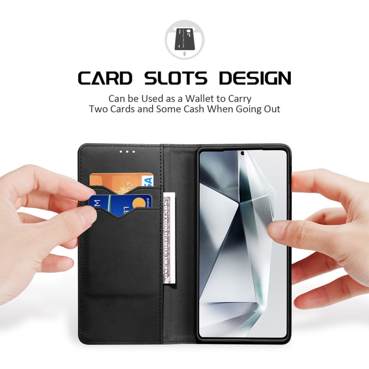 Pour Samsung Galaxy S25 Ultra 5G DUX DUCIS Hivo Series en cuir de vachette + PU + TPU étui de téléphone à rabat (noir)