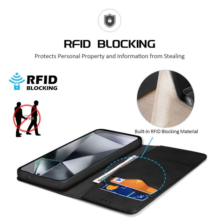 Pour Samsung Galaxy S25 Ultra 5G DUX DUCIS Hivo Series en cuir de vachette + PU + TPU étui de téléphone à rabat (noir)