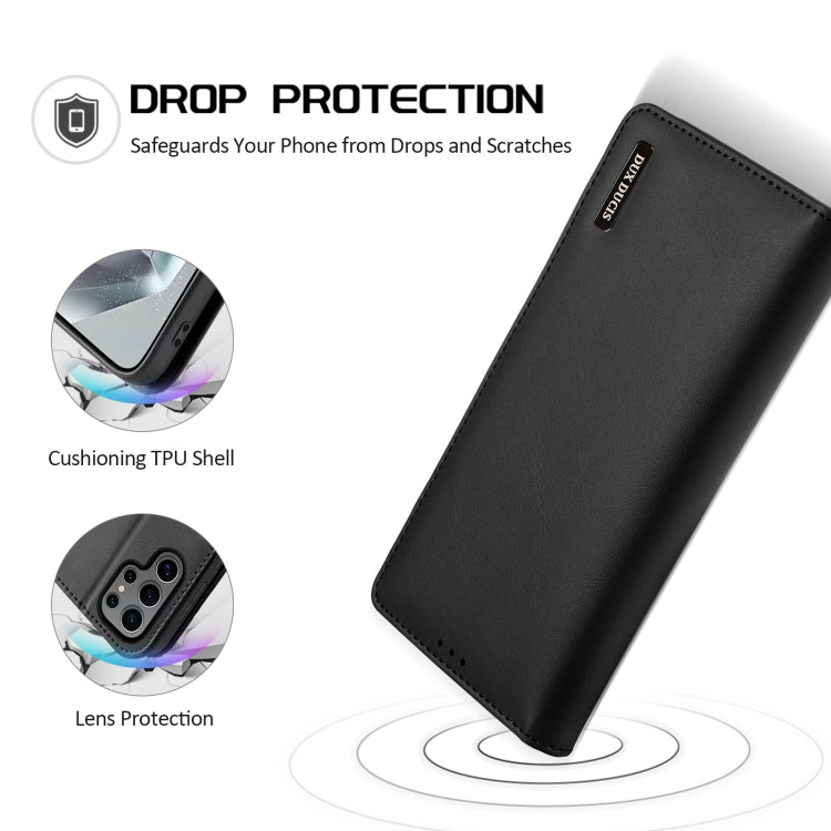 Pour Samsung Galaxy S25 Ultra 5G DUX DUCIS Hivo Series en cuir de vachette + PU + TPU étui de téléphone à rabat (noir)