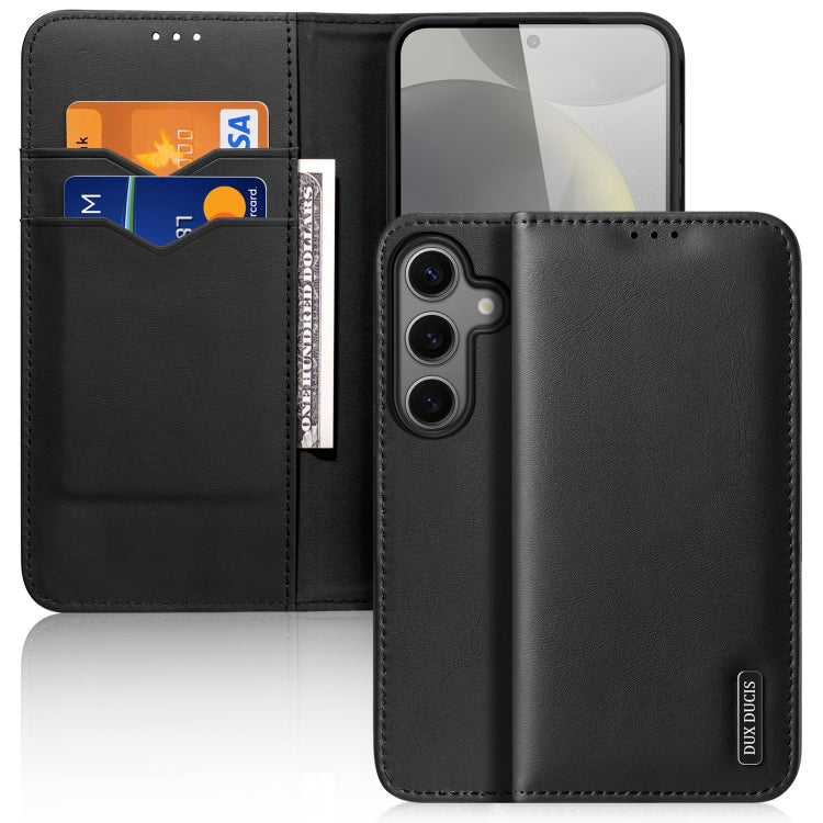 For Samsung Galaxy S25+ 5G DUX DUCIS Hivo Series Cowhide + PU + TPU Flip Phone Case(Black)