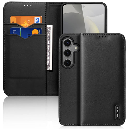 For Samsung Galaxy S25+ 5G DUX DUCIS Hivo Series Cowhide + PU + TPU Flip Phone Case(Black)