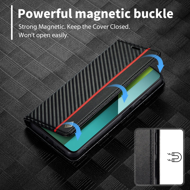 For Xiaomi Redmi Note 13 Pro 5G LC.IMEEKE Carbon Fiber Texture Flip Leather Phone Case(Vertical Black)