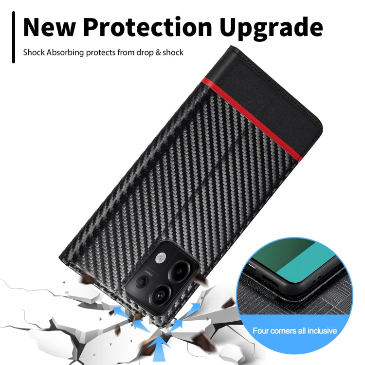 For Xiaomi Redmi 13C / Poco C65 LC.IMEEKE Carbon Fiber Texture Flip Leather Phone Case(Horizontal Black)