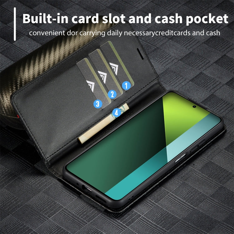 For Xiaomi Redmi 13C / Poco C65 LC.IMEEKE Carbon Fiber Texture Flip Leather Phone Case(Horizontal Black)