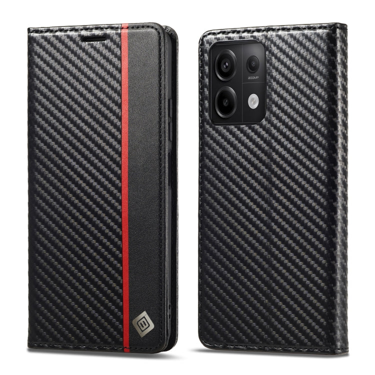 For Xiaomi Redmi 13C / Poco C65 LC.IMEEKE Carbon Fiber Texture Flip Leather Phone Case(Vertical Black)