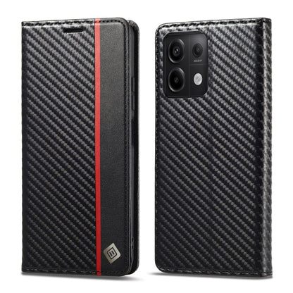For Xiaomi Redmi 13C / Poco C65 LC.IMEEKE Carbon Fiber Texture Flip Leather Phone Case(Vertical Black)