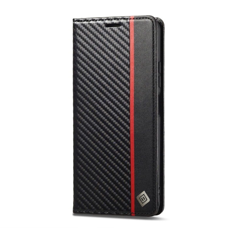 For Xiaomi Redmi 13C / Poco C65 LC.IMEEKE Carbon Fiber Texture Flip Leather Phone Case(Vertical Black)
