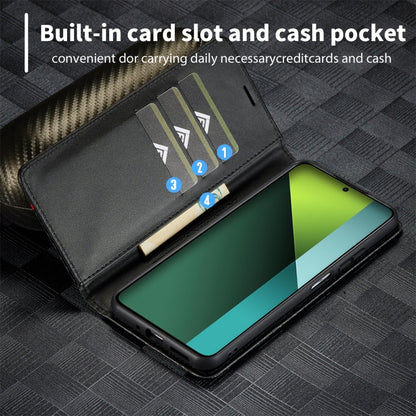 For Xiaomi Redmi 13C / Poco C65 LC.IMEEKE Carbon Fiber Texture Flip Leather Phone Case(Vertical Black)