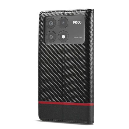 For Xiaomi Poco X6 Pro 5G LC.IMEEKE Carbon Fiber Texture Flip Leather Phone Case(Horizontal Black)