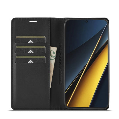 For Xiaomi Poco X6 Pro 5G LC.IMEEKE Carbon Fiber Texture Flip Leather Phone Case(Horizontal Black)