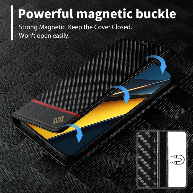For Xiaomi Poco X6 Pro 5G LC.IMEEKE Carbon Fiber Texture Flip Leather Phone Case(Horizontal Black)