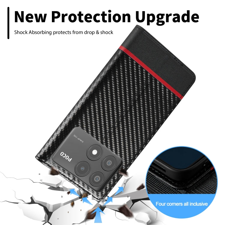For Xiaomi Poco X6 Pro 5G LC.IMEEKE Carbon Fiber Texture Flip Leather Phone Case(Horizontal Black)