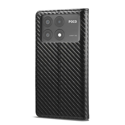 For Xiaomi Poco X6 Pro 5G LC.IMEEKE Carbon Fiber Texture Flip Leather Phone Case(Vertical Black)