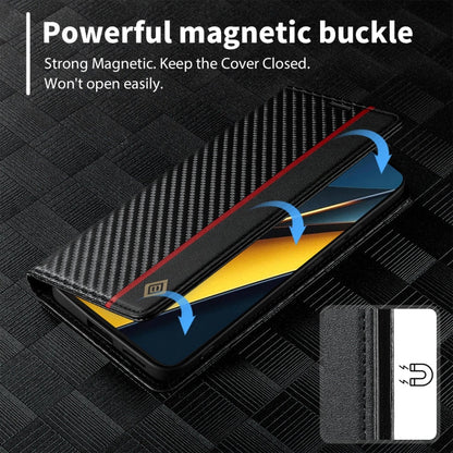 For Xiaomi Poco X6 Pro 5G LC.IMEEKE Carbon Fiber Texture Flip Leather Phone Case(Vertical Black)