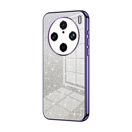 For vivo X100 Pro Gradient Glitter Powder Electroplated Phone Case(Purple)