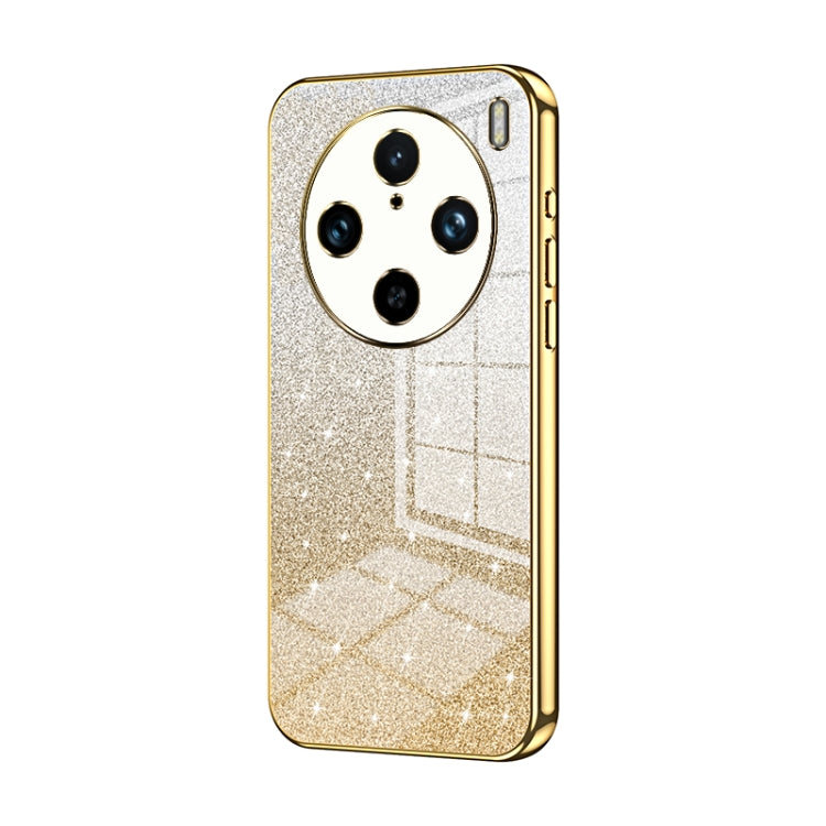 Pour étui de téléphone électroplaqué avec poudre à paillettes dégradées vivo X100 Pro (Or)