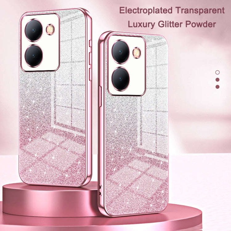 For vivo X100 Pro Gradient Glitter Powder Electroplated Phone Case(Silver)