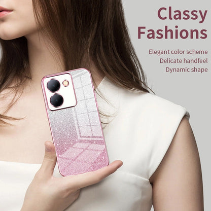 Pour étui de téléphone électroplaqué avec poudre à paillettes dégradées vivo X100 Pro (Or)