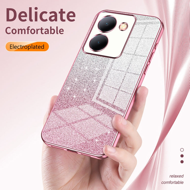 Pour étui de téléphone électroplaqué avec poudre à paillettes dégradées vivo X100 Pro (Or)
