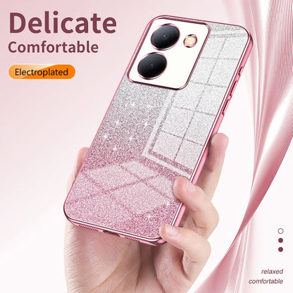 Pour étui de téléphone électroplaqué avec poudre à paillettes dégradées vivo X100 Pro (Or)