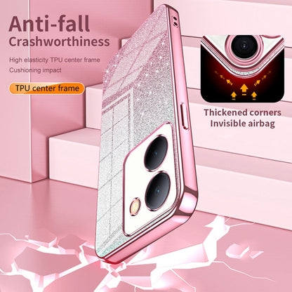 Pour étui de téléphone électroplaqué avec poudre à paillettes dégradées vivo X100 Pro (Or)