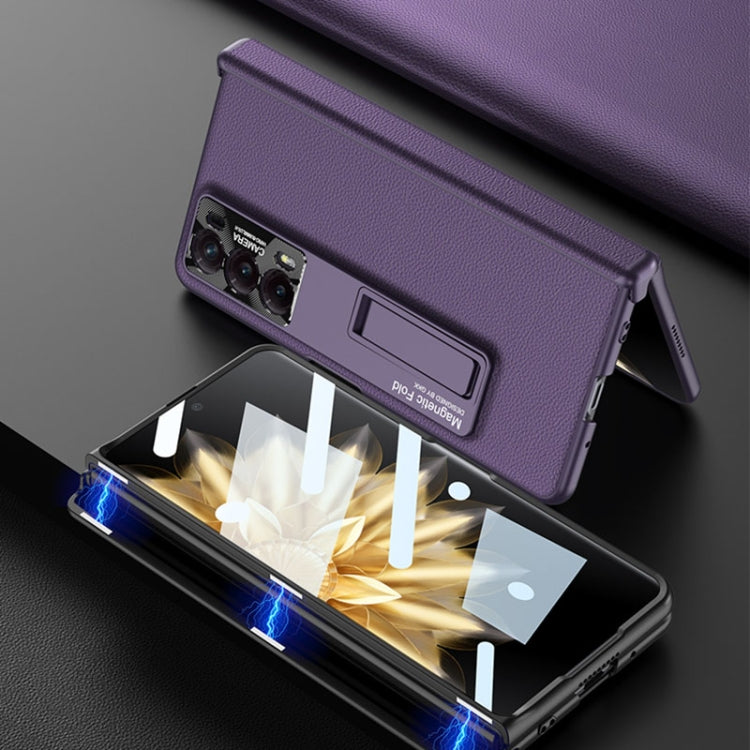 For Honor Magic V2 GKK Integrated Magnetic Hinge Flip Leather Phone Case with Holder(Black)