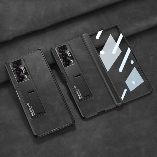 Pour l'étui de téléphone en cuir avec support For Honor Magic V2 GKK Integrated Frosted Fold Hinge (Noir)
