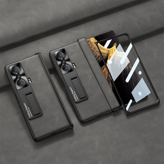 Pour Honor Magic VS GKK Étui de téléphone en cuir mat avec charnière pliable intégrée et support (gris)