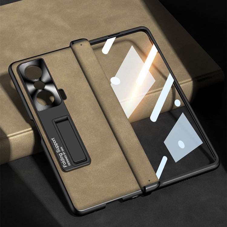 For Honor Magic VS GKK Integrated Frosted Fold Hinge Leather Phone Case with Holder(Grey)