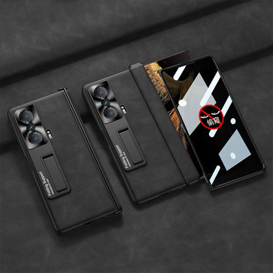 Pour Honor Magic VS GKK Étui de téléphone en cuir dépoli intégré avec charnière pliable et support (Noir)