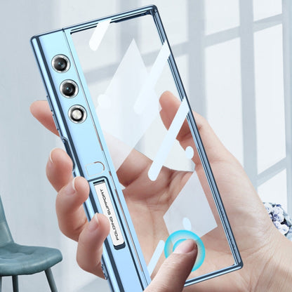 For Honor V Purse GKK Integrated Flip Electroplating TPU Case with Holder(Blue)