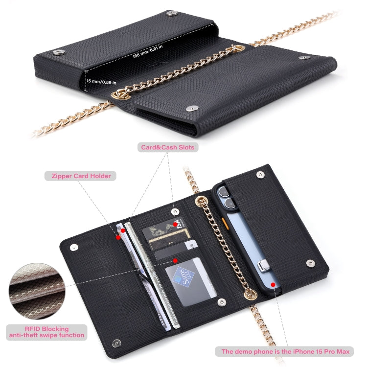 ViLi GHC Series Crossbody Bag RFID Leather Phone Case, 20 x 10 x 3.5cm(Black)