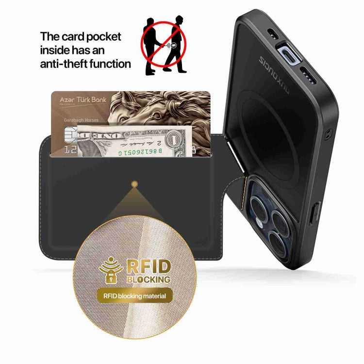 For iPhone 14 Pro Max DUX DUCIS Rafi II Series MagSafe Magnetic Holder RFID Phone Case(Black)