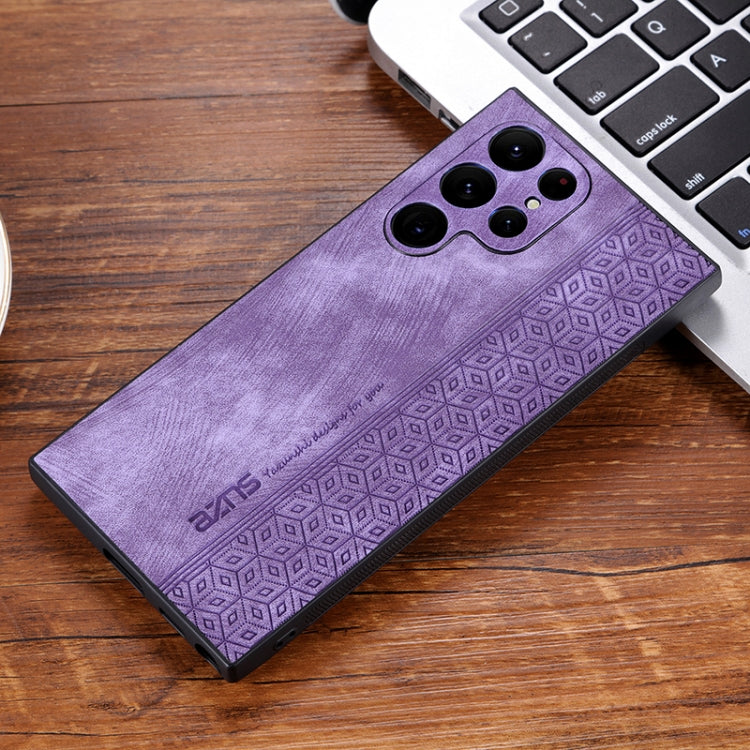 Pour Samsung Galaxy S24 Ultra 5G AZNS Étui de téléphone à motif 3D aspect cuir (Violet)