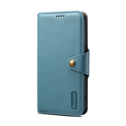 For iPhone 15 Plus Denior Cowhide Texture Wallet Style Leather Phone Case(Blue)