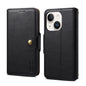 Pour iPhone 14 Plus Coque de Téléphone en Cuir Style Portefeuille avec Texture Peau de Vache Denior (Noir)