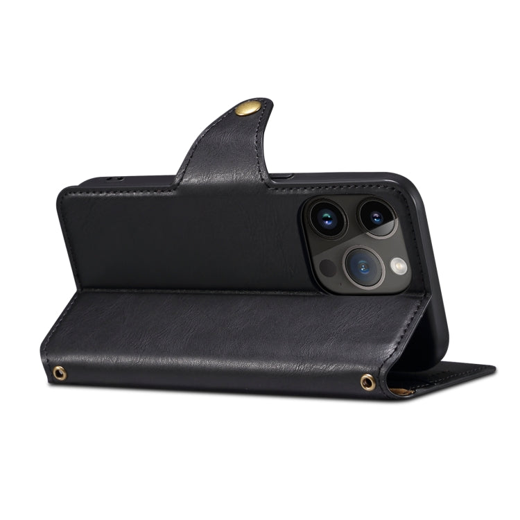 Pour iPhone 14 Plus Coque de Téléphone en Cuir Style Portefeuille avec Texture Peau de Vache Denior (Noir)