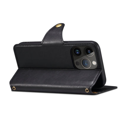 Pour iPhone 14 Plus Coque de Téléphone en Cuir Style Portefeuille avec Texture Peau de Vache Denior (Noir)
