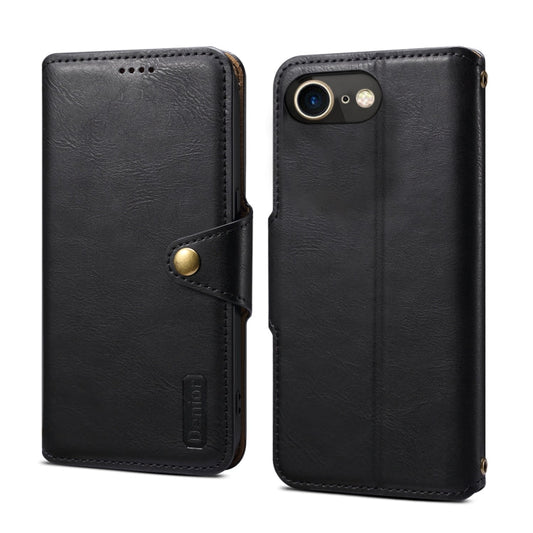 Pour iPhone SE 2022/SE 2020/6/7/8 Étui portefeuille en cuir texturé en peau de vache Denior (Noir)